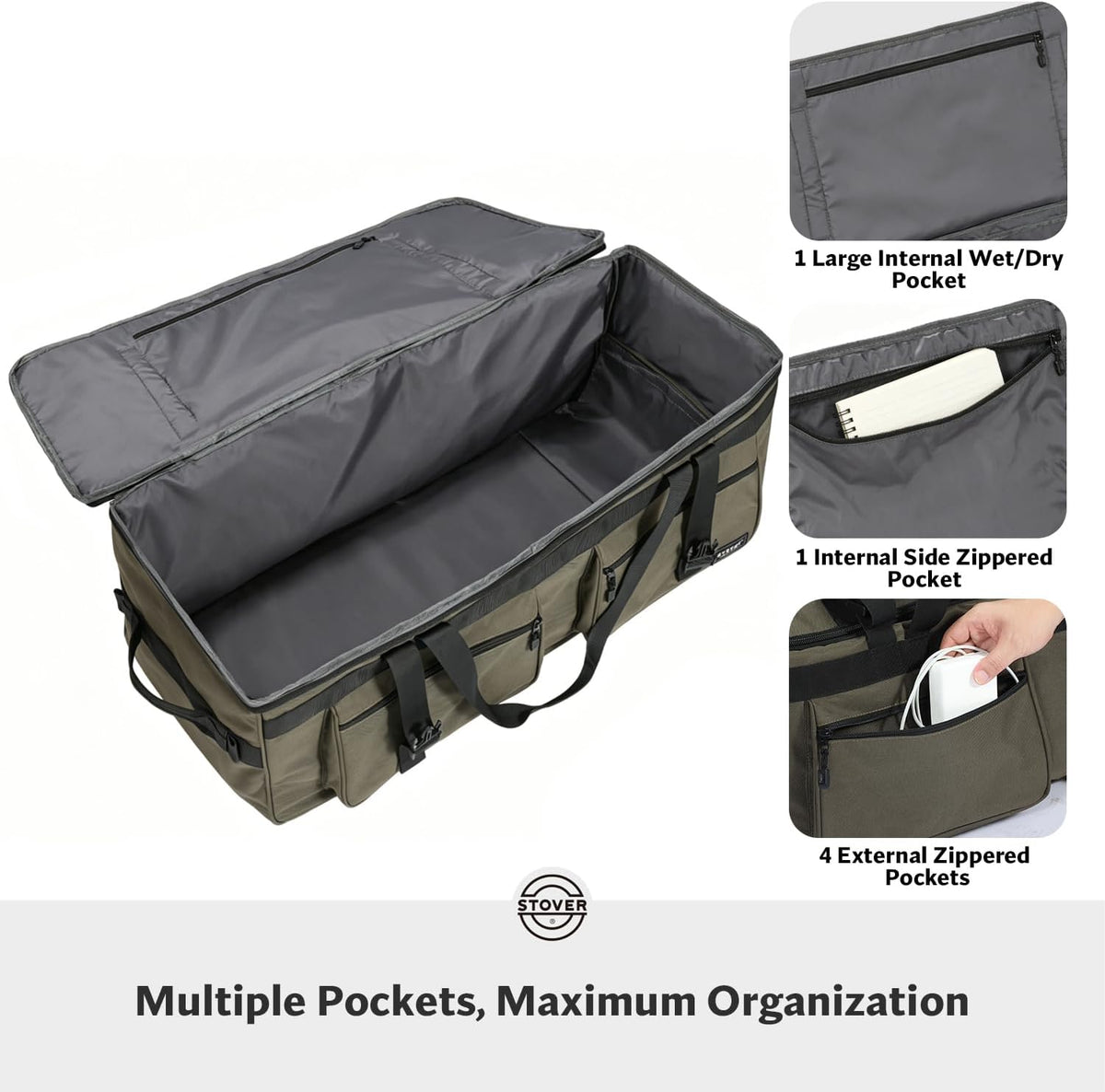 45/80/100L Rolling Duffel Bag with Wheels, X-Large Durable Travel Duffle + Toiletry Bag, Heavy Duty, Packable with Shoulder Straps- Use as Luggage or Backpack, Men/Women (Black)