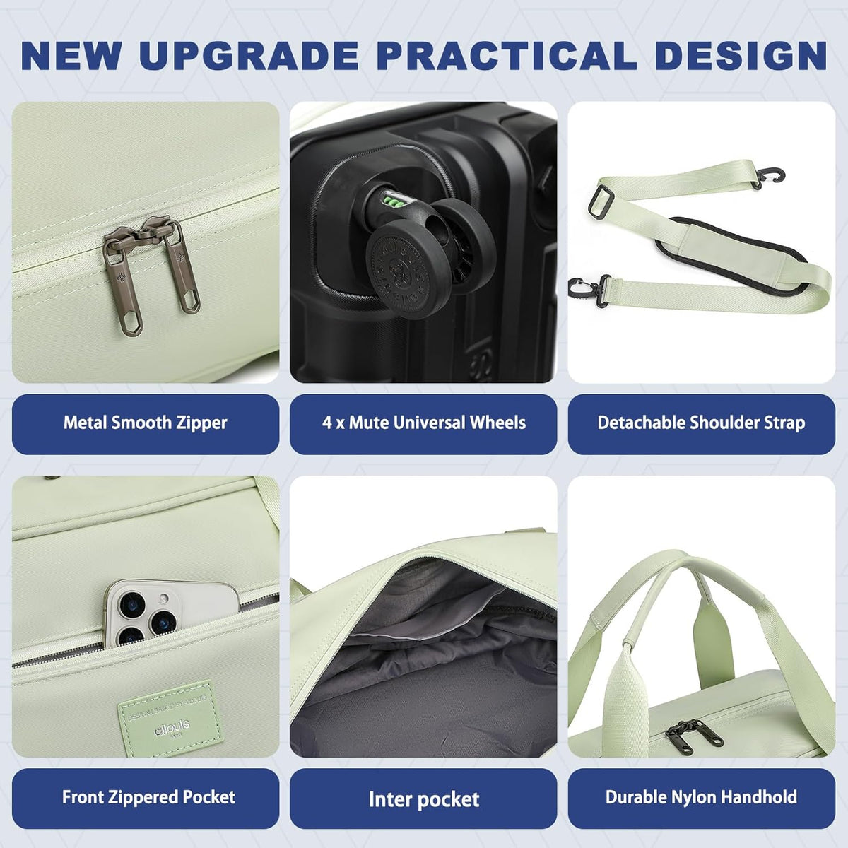 Rolling Duffle Bag with Detachable Shock Absorbing Wheels, Expandable Foldable Suitcase for Travel,Collapsible Luggage Carry on Duffel Overnight Weekend Bags