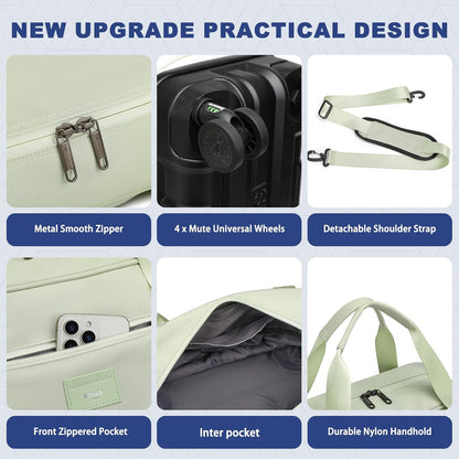 Rolling Duffle Bag with Detachable Shock Absorbing Wheels, Expandable Foldable Suitcase for Travel,Collapsible Luggage Carry on Duffel Overnight Weekend Bags