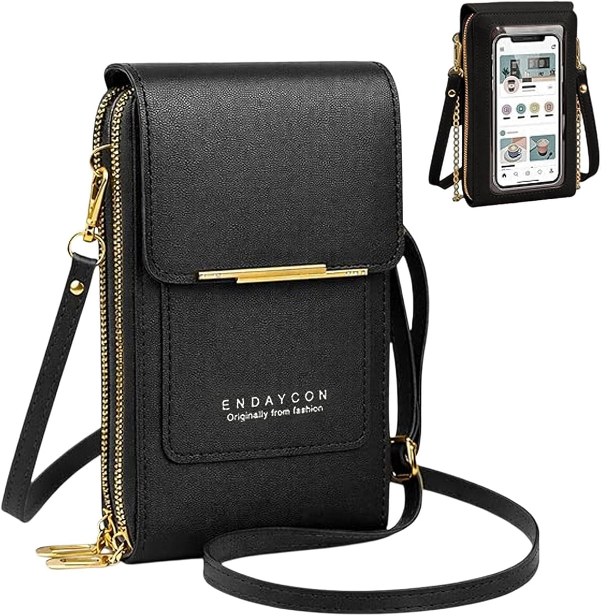 Touchscreen Crossbody Bag, RFID Anti-Theft Phone Purse, Multi Pocket Leather Bag with Adjustable Strap for Women
