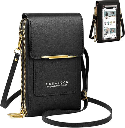 Touchscreen Crossbody Bag, RFID Anti-Theft Phone Purse, Multi Pocket Leather Bag with Adjustable Strap for Women
