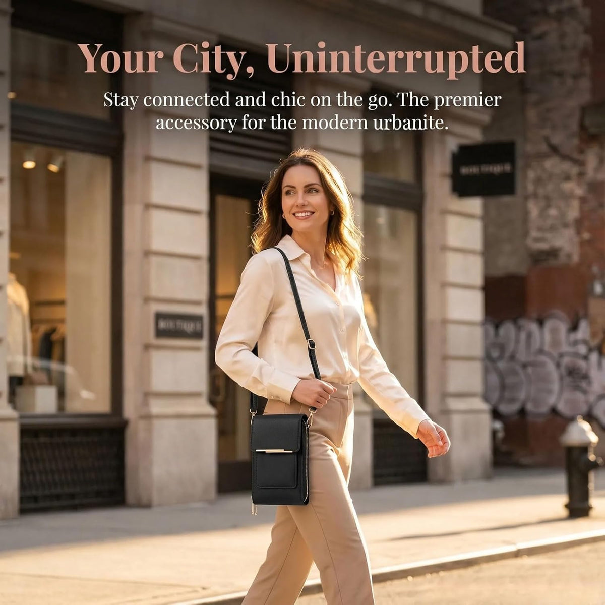 Touchscreen Crossbody Bag, RFID Anti-Theft Phone Purse, Multi Pocket Leather Bag with Adjustable Strap for Women