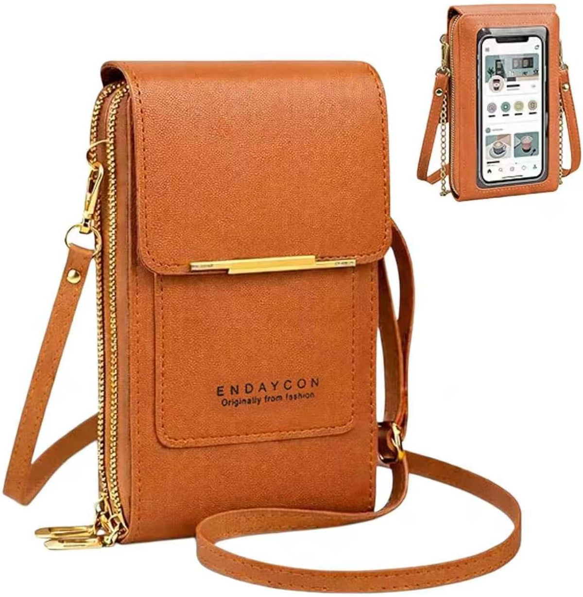 Touchscreen Crossbody Bag, RFID Anti-Theft Phone Purse, Multi Pocket Leather Bag with Adjustable Strap for Women