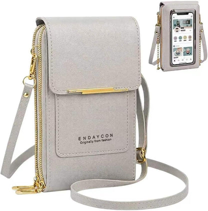 Touchscreen Crossbody Bag, RFID Anti-Theft Phone Purse, Multi Pocket Leather Bag with Adjustable Strap for Women