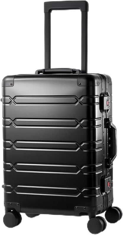 All Aluminum Carry On Luggage 22x14x9 Airline Approved，Zipperless Luggage Premium Aluminum Suitcase Luggage, Hard Shell Carry On Luggage with Spinner Wheels (black, 20inch)