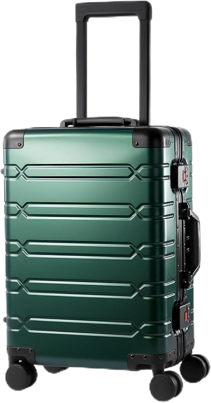 All Aluminum Carry On Luggage 22x14x9 Airline Approved，Zipperless Luggage Premium Aluminum Suitcase Luggage, Hard Shell Carry On Luggage with Spinner Wheels (black, 20inch)