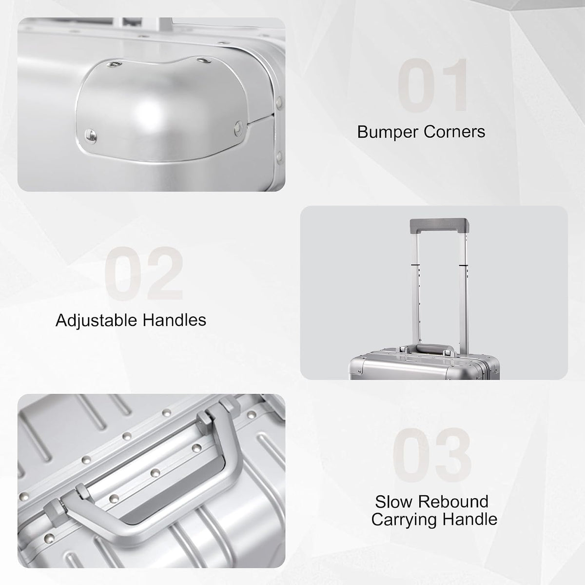 All Aluminum Carry On Luggage 22x14x9 Airline Approved，Zipperless Luggage Premium Aluminum Suitcase Luggage, Hard Shell Carry On Luggage with Spinner Wheels (black, 20inch)