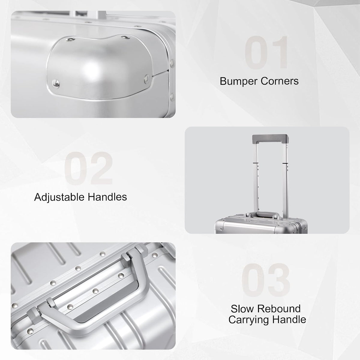 All Aluminum Carry On Luggage 22x14x9 Airline Approved，Zipperless Luggage Premium Aluminum Suitcase Luggage, Hard Shell Carry On Luggage with Spinner Wheels (black, 20inch)