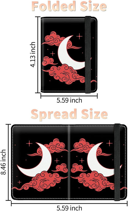 Passport Case and CDC Vaccine Card Holder Combo, Skull Skeleton Leather Wallet RFID Blocking Elastic Strap Passport Holder with Credit Card Slots, Travel Organizer Document Plus a Pen