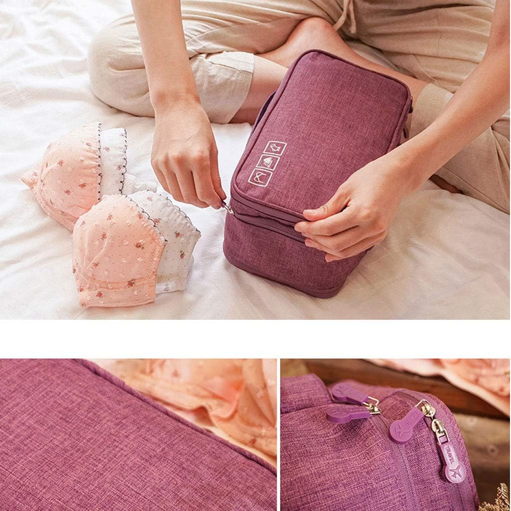 Travel Bra Underwaer Organizer Compact Lingerie Box Fornight Toiletry Bag (Purple)