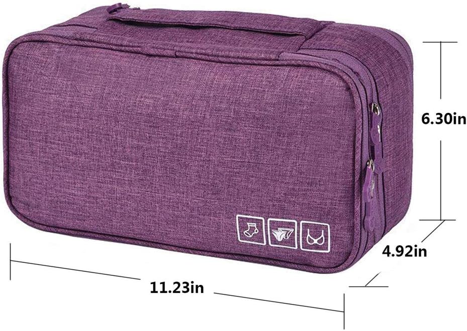 Travel Bra Underwaer Organizer Compact Lingerie Box Fornight Toiletry Bag (Purple)