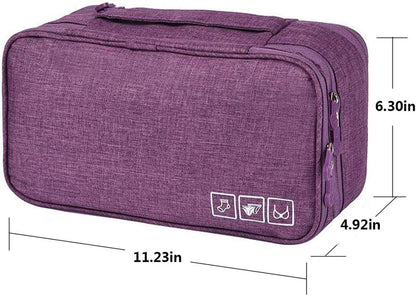 Travel Bra Underwaer Organizer Compact Lingerie Box Fornight Toiletry Bag (Purple)