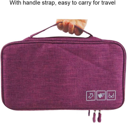 Travel Bra Underwaer Organizer Compact Lingerie Box Fornight Toiletry Bag (Purple)