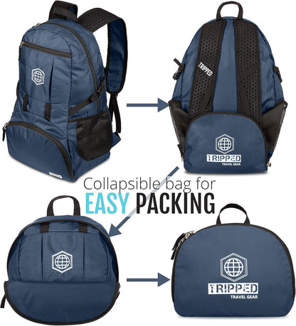 Travel Backpack- Foldable Collapsible Lightweight Backpack for Travel (Teal) 35 liters