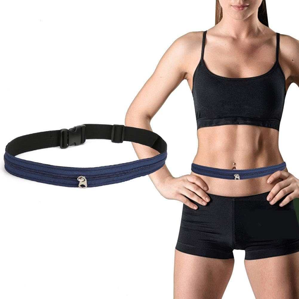 Anti Theft Money Belt with Zipper Pocket, Sports Waist Bag for Running Travel, Concealed Wallet Belt for Outdoor Activities, Secure Hidden Pouch for Cash Cards Valuables (5CM)