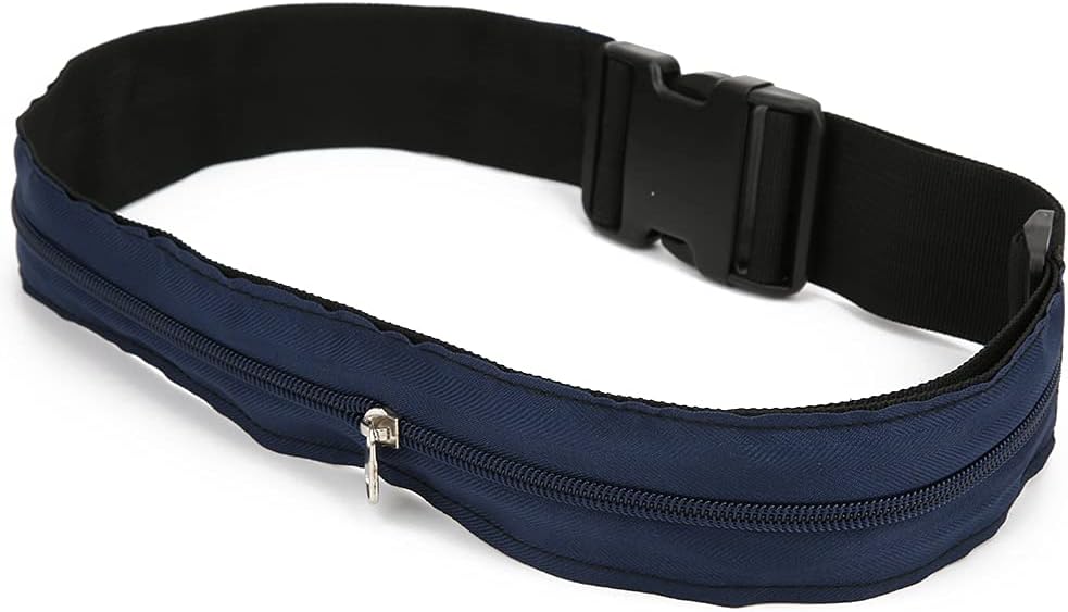 Anti Theft Money Belt with Zipper Pocket, Sports Waist Bag for Running Travel, Concealed Wallet Belt for Outdoor Activities, Secure Hidden Pouch for Cash Cards Valuables (5CM)