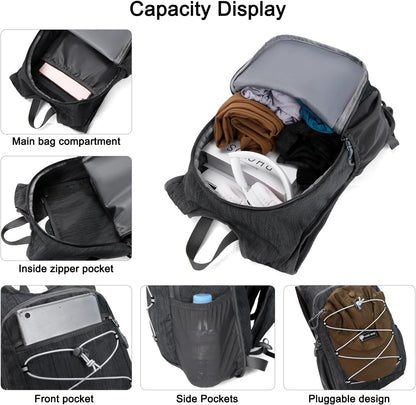 20L Hiking Backpack Lightweight Packable Hiking Daypack Small Travel Outdoor Foldable Shoulder Bag Gray