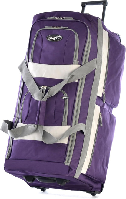 . 29 inch Jumbo Size 8 Pockets Wheeled Rolling Duffel Bag Water Resistant Luggage Lightweight Travel Suitcase with Retractable Handle