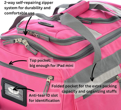 . 29 inch Jumbo Size 8 Pockets Wheeled Rolling Duffel Bag Water Resistant Luggage Lightweight Travel Suitcase with Retractable Handle