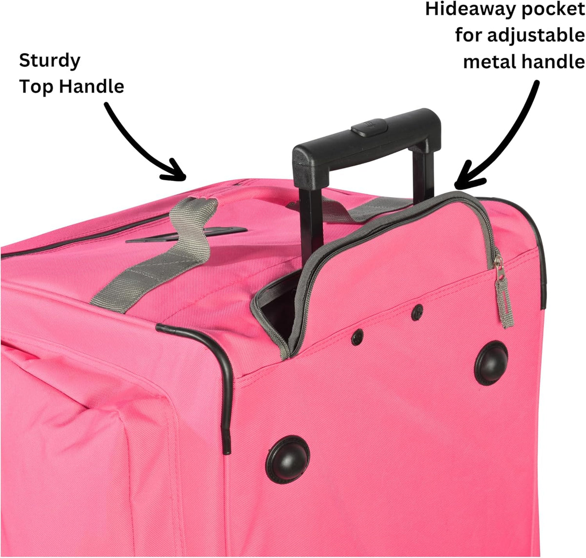. 29 inch Jumbo Size 8 Pockets Wheeled Rolling Duffel Bag Water Resistant Luggage Lightweight Travel Suitcase with Retractable Handle
