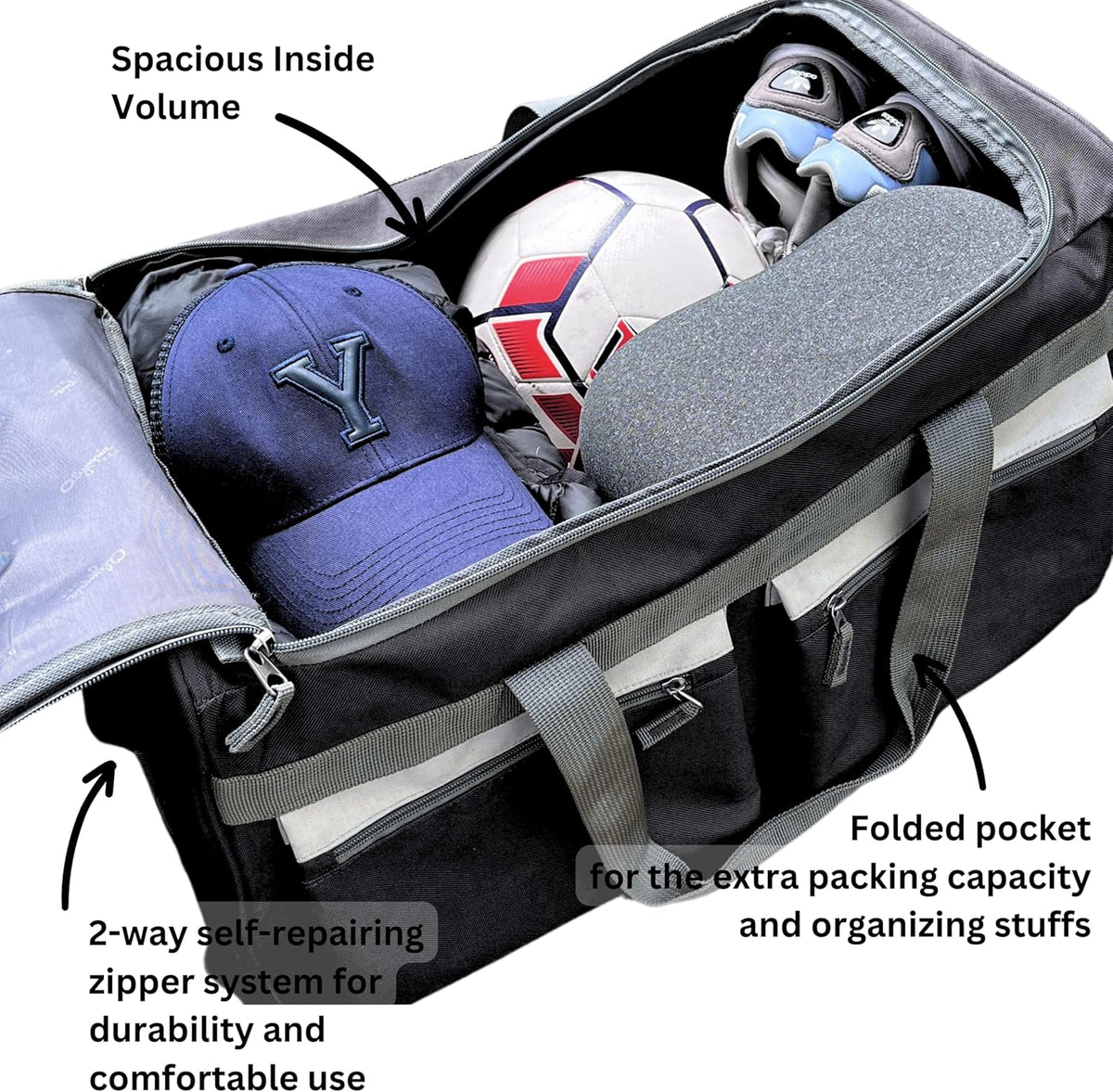 . 29 inch Jumbo Size 8 Pockets Wheeled Rolling Duffel Bag Water Resistant Luggage Lightweight Travel Suitcase with Retractable Handle