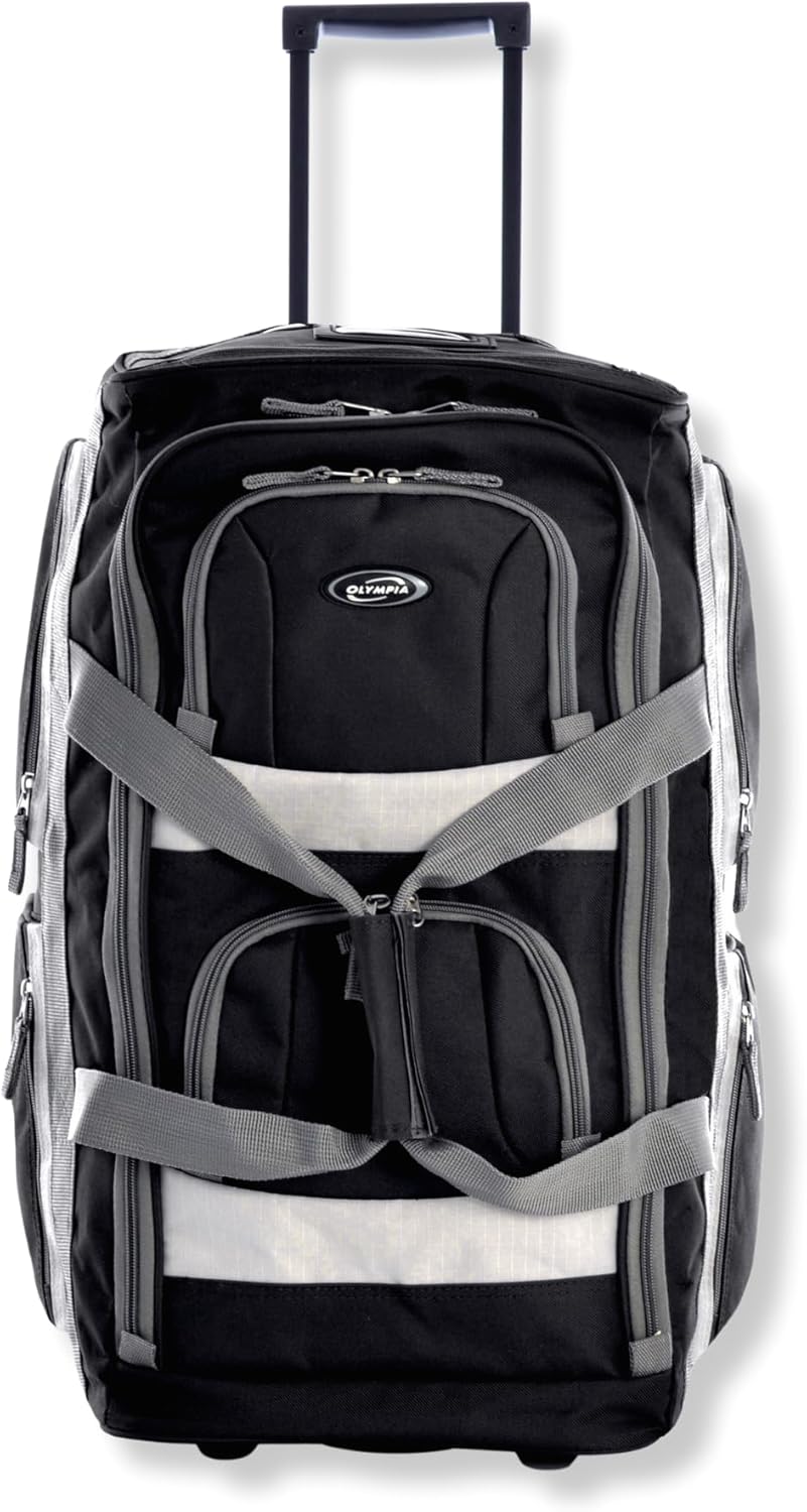. 29 inch Jumbo Size 8 Pockets Wheeled Rolling Duffel Bag Water Resistant Luggage Lightweight Travel Suitcase with Retractable Handle