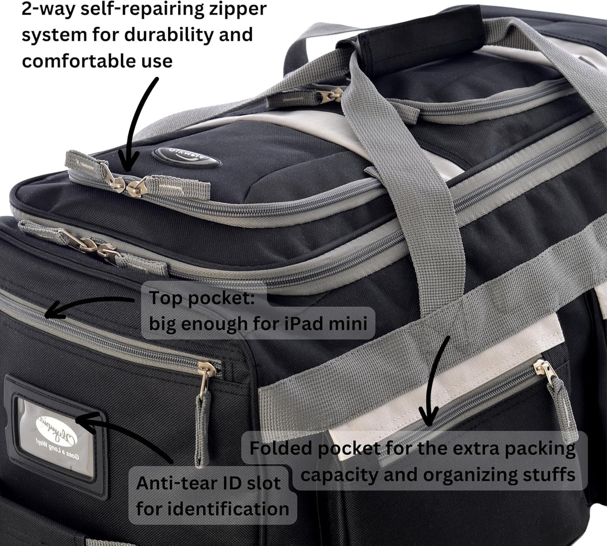 . 29 inch Jumbo Size 8 Pockets Wheeled Rolling Duffel Bag Water Resistant Luggage Lightweight Travel Suitcase with Retractable Handle