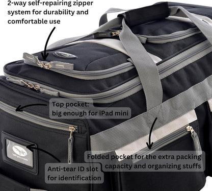 . 29 inch Jumbo Size 8 Pockets Wheeled Rolling Duffel Bag Water Resistant Luggage Lightweight Travel Suitcase with Retractable Handle