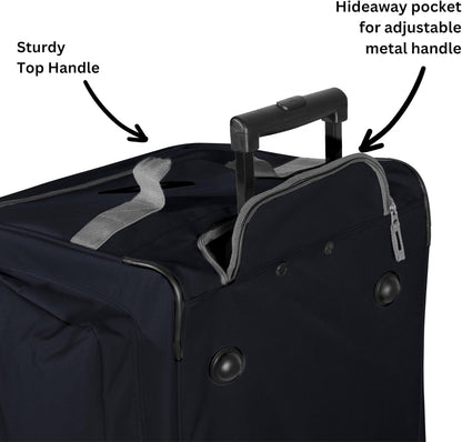 . 29 inch Jumbo Size 8 Pockets Wheeled Rolling Duffel Bag Water Resistant Luggage Lightweight Travel Suitcase with Retractable Handle