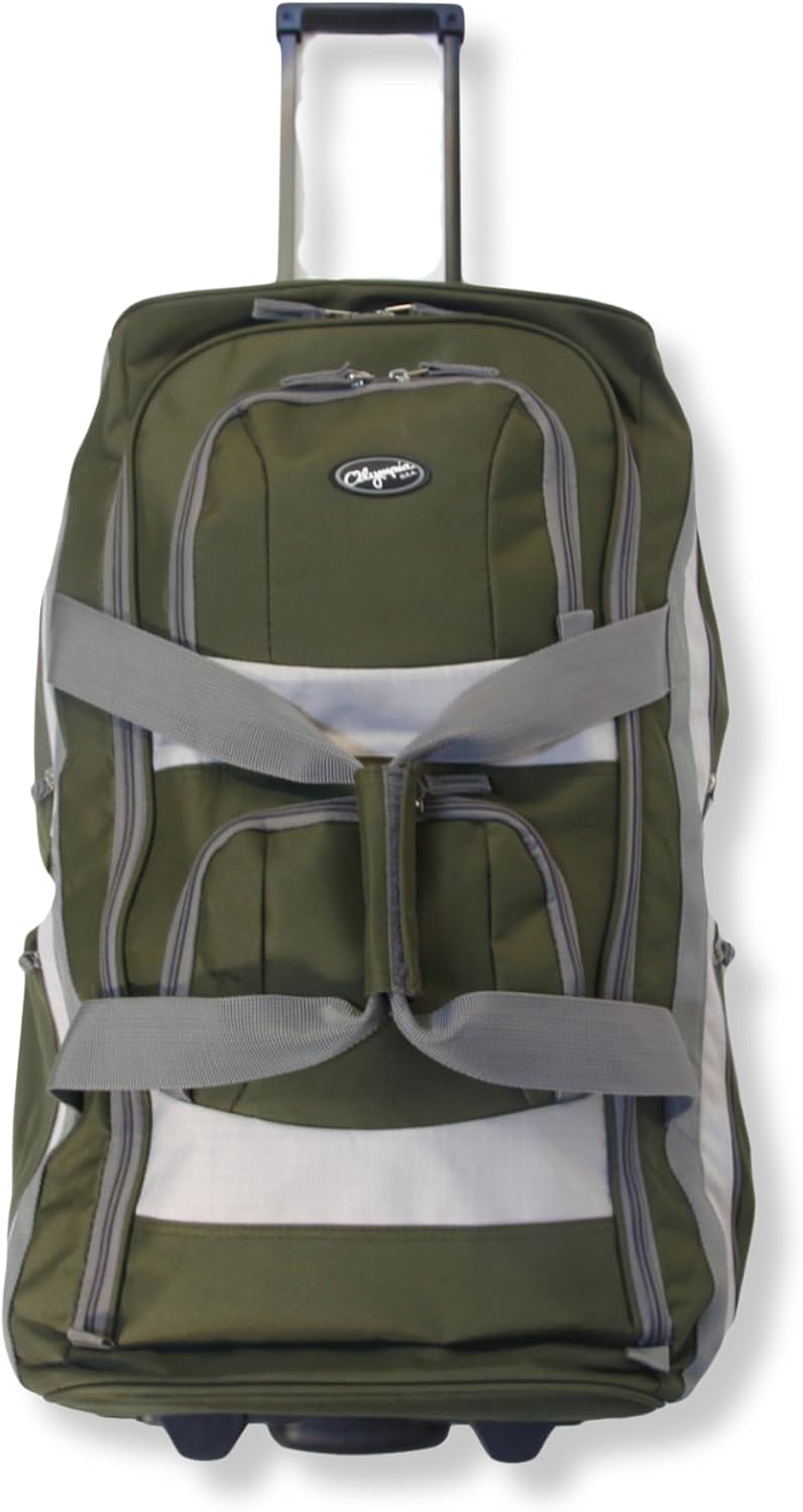 . 29 inch Jumbo Size 8 Pockets Wheeled Rolling Duffel Bag Water Resistant Luggage Lightweight Travel Suitcase with Retractable Handle