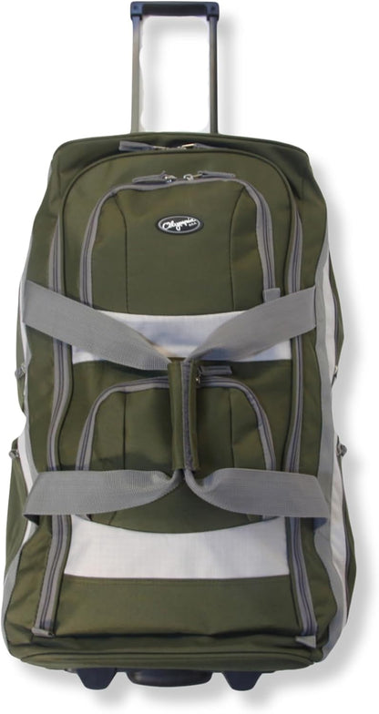 . 29 inch Jumbo Size 8 Pockets Wheeled Rolling Duffel Bag Water Resistant Luggage Lightweight Travel Suitcase with Retractable Handle