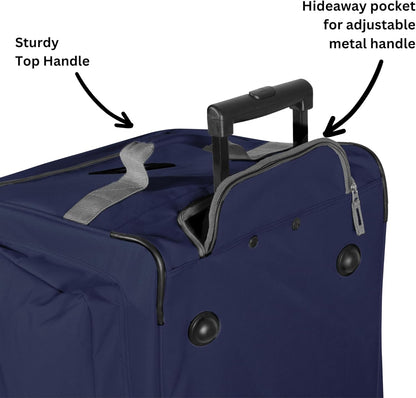 . 29 inch Jumbo Size 8 Pockets Wheeled Rolling Duffel Bag Water Resistant Luggage Lightweight Travel Suitcase with Retractable Handle