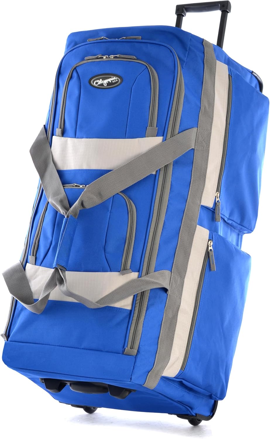 . 29 inch Jumbo Size 8 Pockets Wheeled Rolling Duffel Bag Water Resistant Luggage Lightweight Travel Suitcase with Retractable Handle