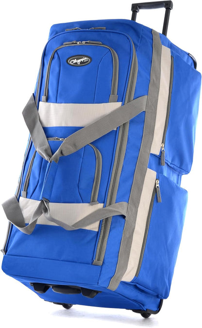 . 29 inch Jumbo Size 8 Pockets Wheeled Rolling Duffel Bag Water Resistant Luggage Lightweight Travel Suitcase with Retractable Handle