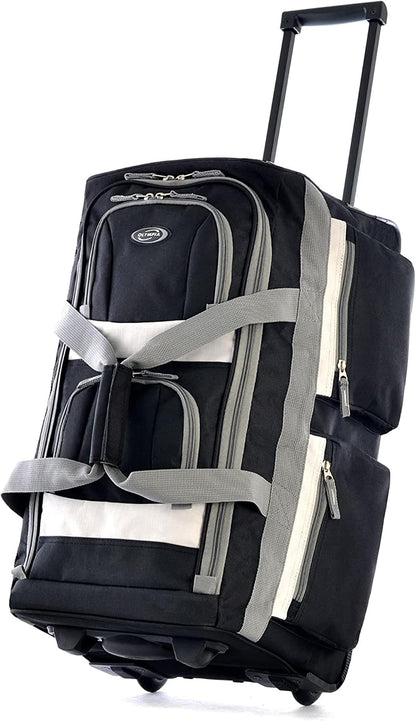 . 29 inch Jumbo Size 8 Pockets Wheeled Rolling Duffel Bag Water Resistant Luggage Lightweight Travel Suitcase with Retractable Handle