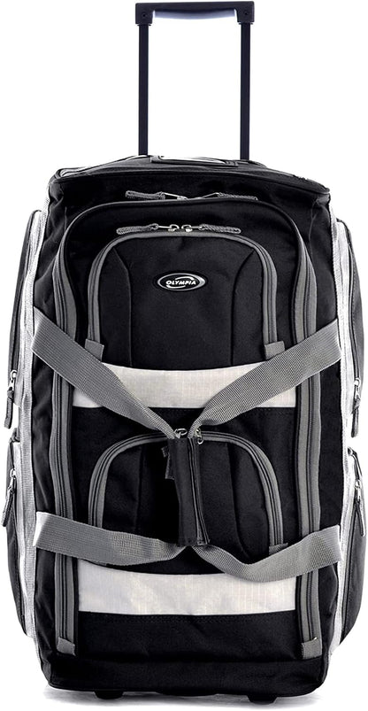 . 29 inch Jumbo Size 8 Pockets Wheeled Rolling Duffel Bag Water Resistant Luggage Lightweight Travel Suitcase with Retractable Handle