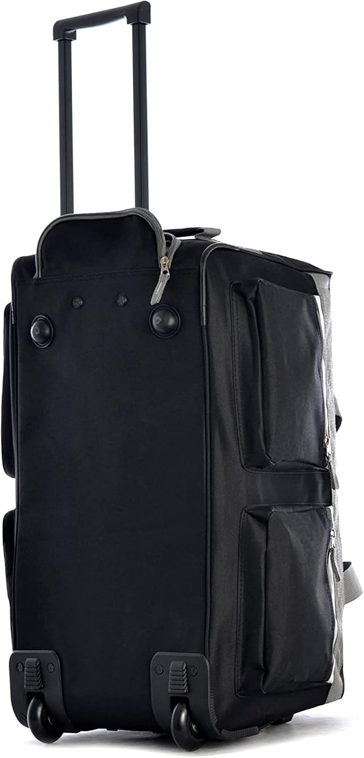 . 29 inch Jumbo Size 8 Pockets Wheeled Rolling Duffel Bag Water Resistant Luggage Lightweight Travel Suitcase with Retractable Handle