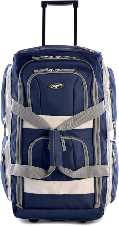 . 29 inch Jumbo Size 8 Pockets Wheeled Rolling Duffel Bag Water Resistant Luggage Lightweight Travel Suitcase with Retractable Handle