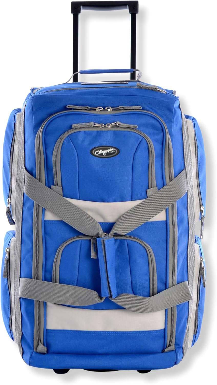 . 29 inch Jumbo Size 8 Pockets Wheeled Rolling Duffel Bag Water Resistant Luggage Lightweight Travel Suitcase with Retractable Handle