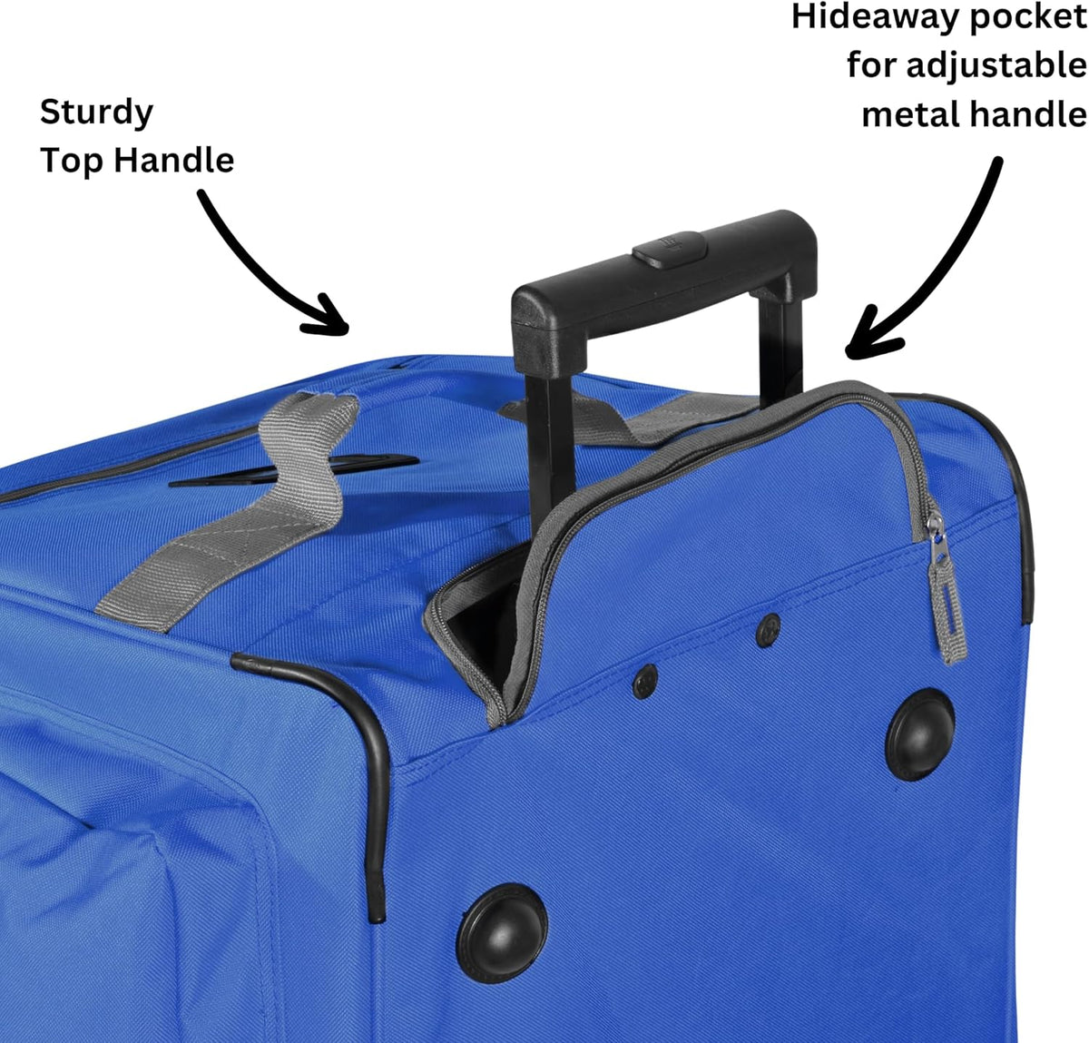 . 29 inch Jumbo Size 8 Pockets Wheeled Rolling Duffel Bag Water Resistant Luggage Lightweight Travel Suitcase with Retractable Handle
