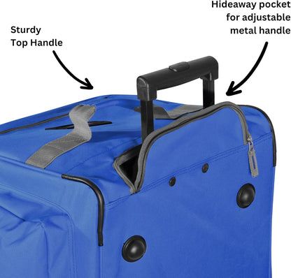 . 29 inch Jumbo Size 8 Pockets Wheeled Rolling Duffel Bag Water Resistant Luggage Lightweight Travel Suitcase with Retractable Handle