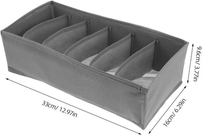 3pcs Drawer Organizer Clothes Storage Bins with 6 Compartments Each, Foldable Cloth Underwear Storage Boxes for Bras and Belts, Versatile Closet and Bedroom Divider Organizer