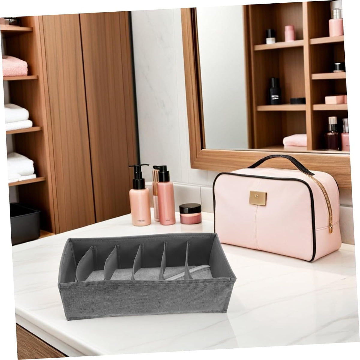 3pcs Drawer Organizer Clothes Storage Bins with 6 Compartments Each, Foldable Cloth Underwear Storage Boxes for Bras and Belts, Versatile Closet and Bedroom Divider Organizer
