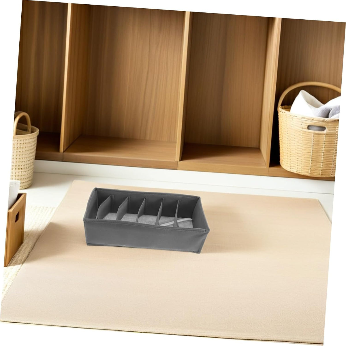 3pcs Drawer Organizer Clothes Storage Bins with 6 Compartments Each, Foldable Cloth Underwear Storage Boxes for Bras and Belts, Versatile Closet and Bedroom Divider Organizer