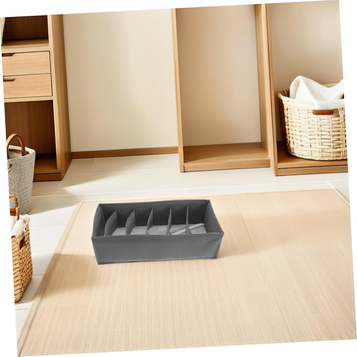 3pcs Drawer Organizer Clothes Storage Bins with 6 Compartments Each, Foldable Cloth Underwear Storage Boxes for Bras and Belts, Versatile Closet and Bedroom Divider Organizer