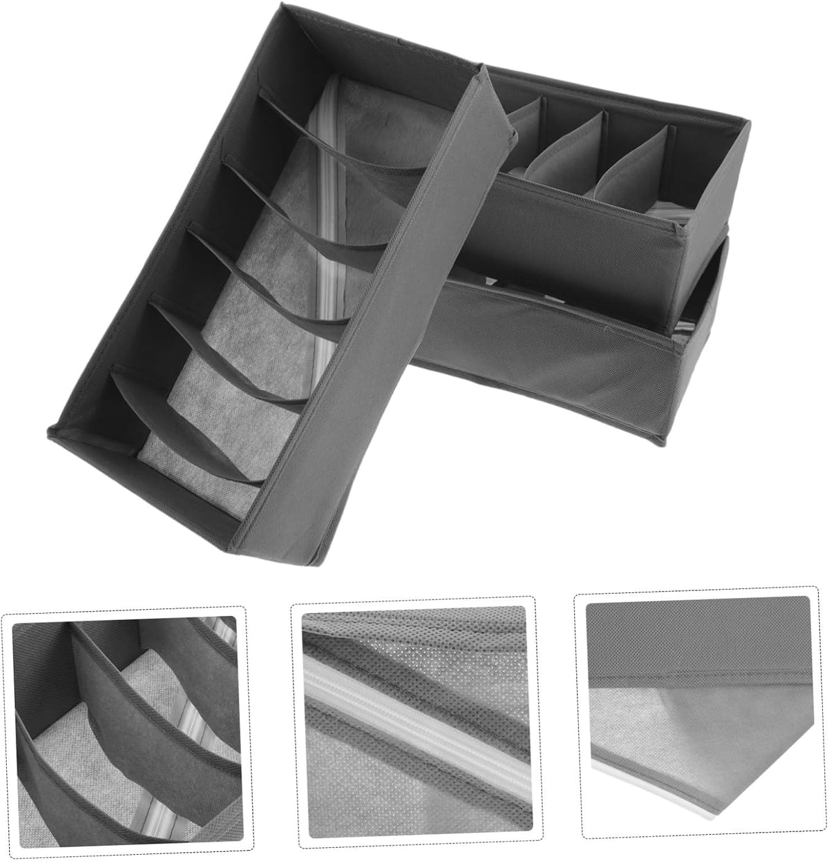 3pcs Drawer Organizer Clothes Storage Bins with 6 Compartments Each, Foldable Cloth Underwear Storage Boxes for Bras and Belts, Versatile Closet and Bedroom Divider Organizer