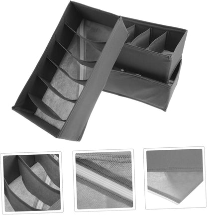 3pcs Drawer Organizer Clothes Storage Bins with 6 Compartments Each, Foldable Cloth Underwear Storage Boxes for Bras and Belts, Versatile Closet and Bedroom Divider Organizer