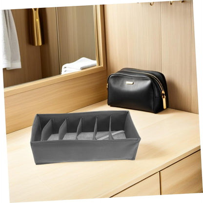 3pcs Drawer Organizer Clothes Storage Bins with 6 Compartments Each, Foldable Cloth Underwear Storage Boxes for Bras and Belts, Versatile Closet and Bedroom Divider Organizer