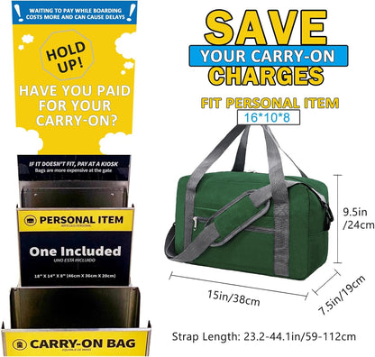 For Spirit Airlines Personal Item Bag 18x14x8 in Underseat Carry-on Luggage foldable Travel Duffle Bag for Airplanes (30L, Navy)
