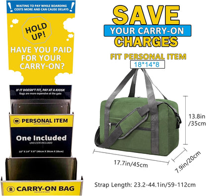 For Spirit Airlines Personal Item Bag 18x14x8 in Underseat Carry-on Luggage foldable Travel Duffle Bag for Airplanes (30L, Navy)